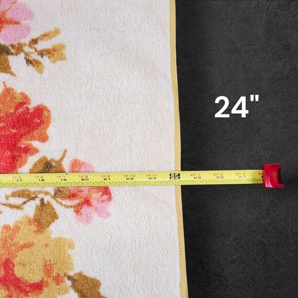 Vintage Callaway Rose Floral Towel 42x24 Yellow Orange Pink Cotton USA - Picture 6 of 7